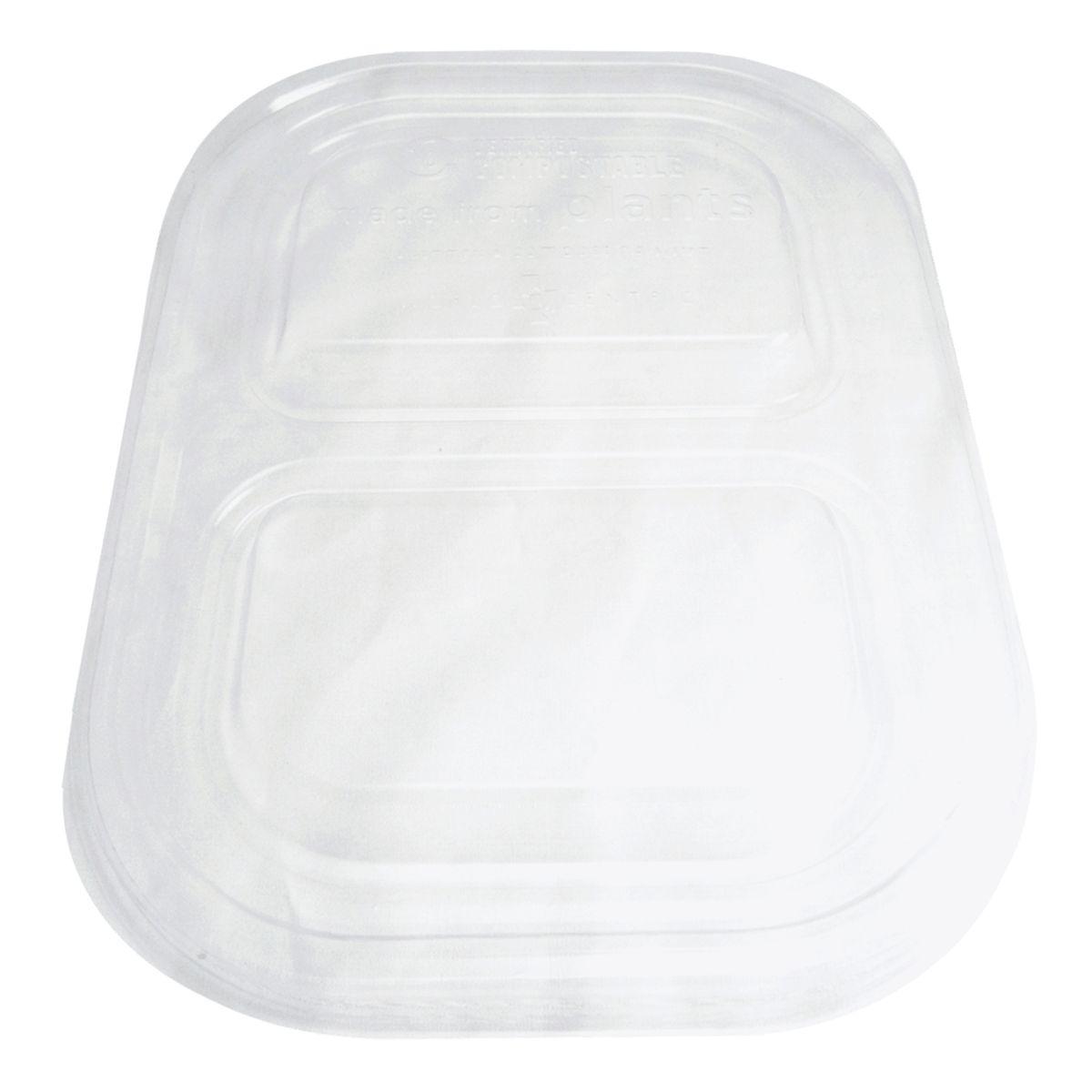 World Centric LID PLA - Fits TR-SC-U8D Fiber Container, Clear, 2-Compt (QTY:400)