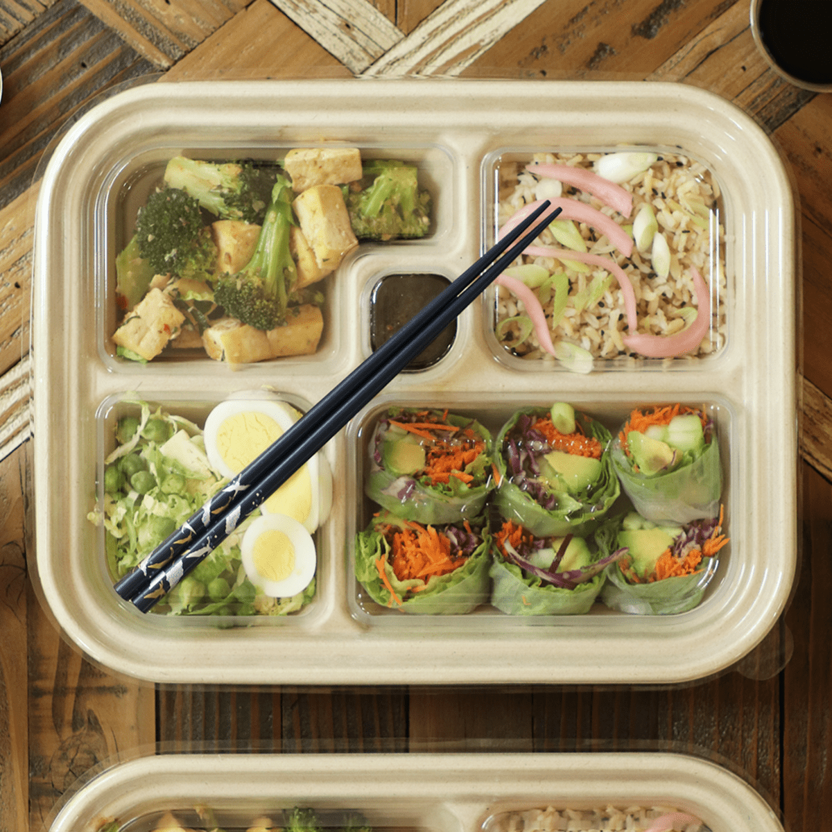 World Centric LID PLA - Bento Sushi Box, 5-Compt (QTY:300)