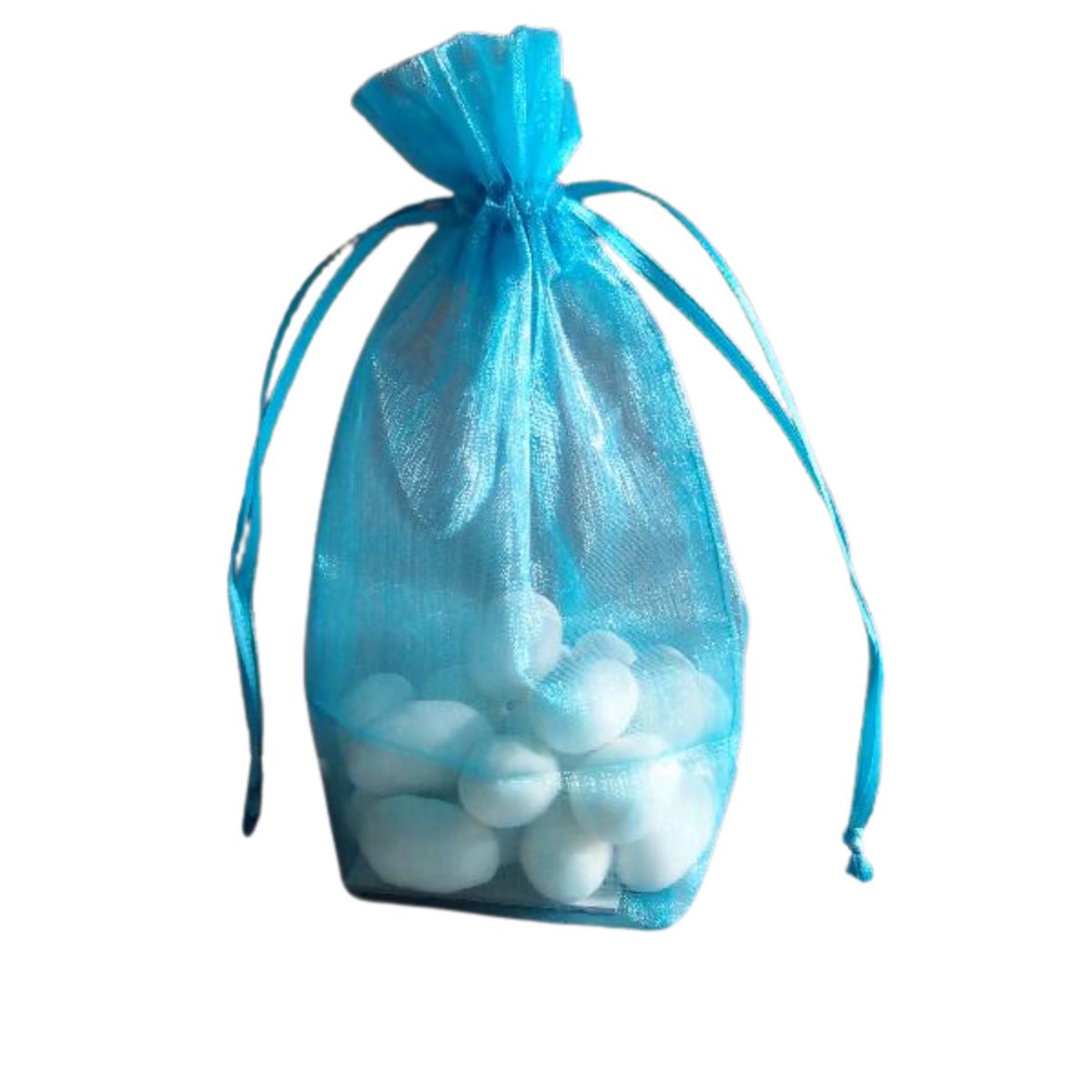 Turquoise - Cardboard Bottom Organza Bag - 4 x 2 x 6"