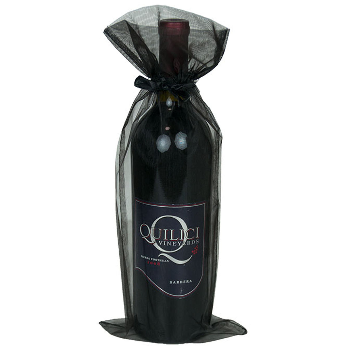 Black - Flat Organza Wine Bag - 6-1/2 x 15"
