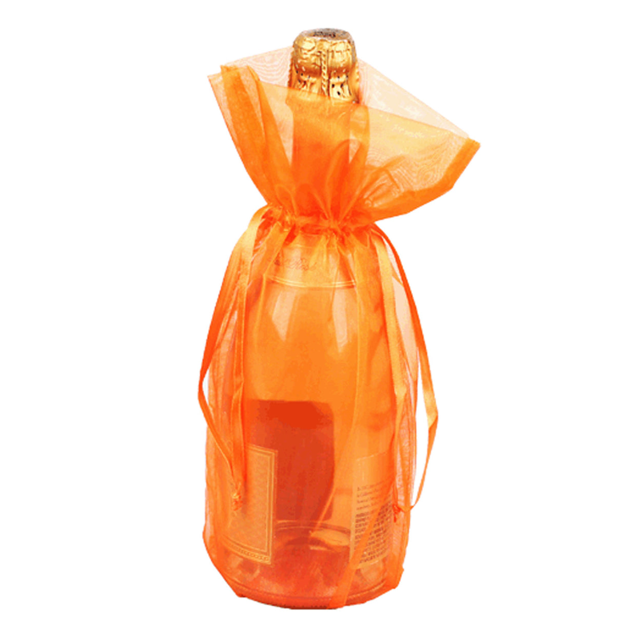 Orange - Flat Organza Wine Bag - 6-1/2 x 15"