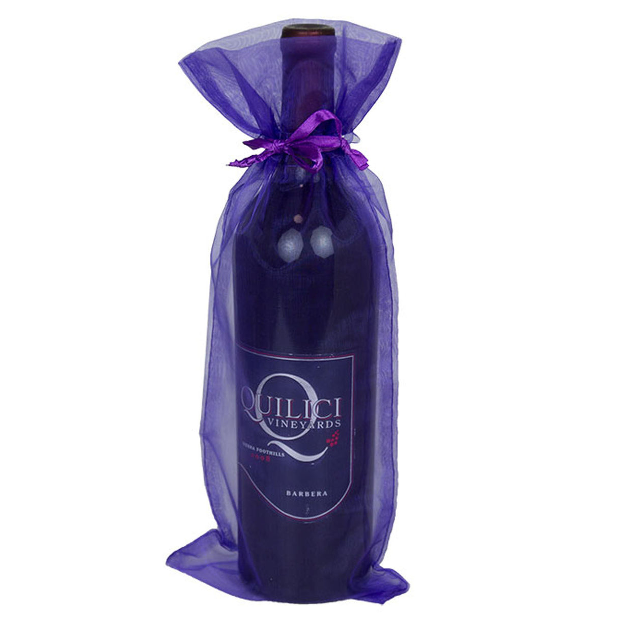 Purple - Flat Organza Wine Bag - 6-1/2 x 15"