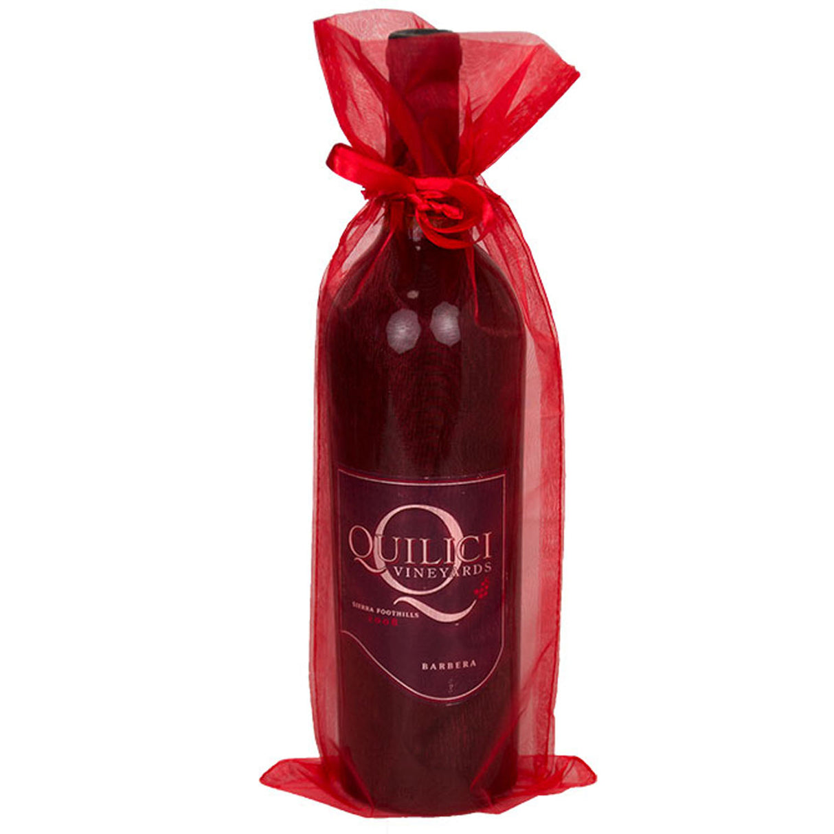 Red - Flat Organza Wine Bag - 6-1/2 x 15"