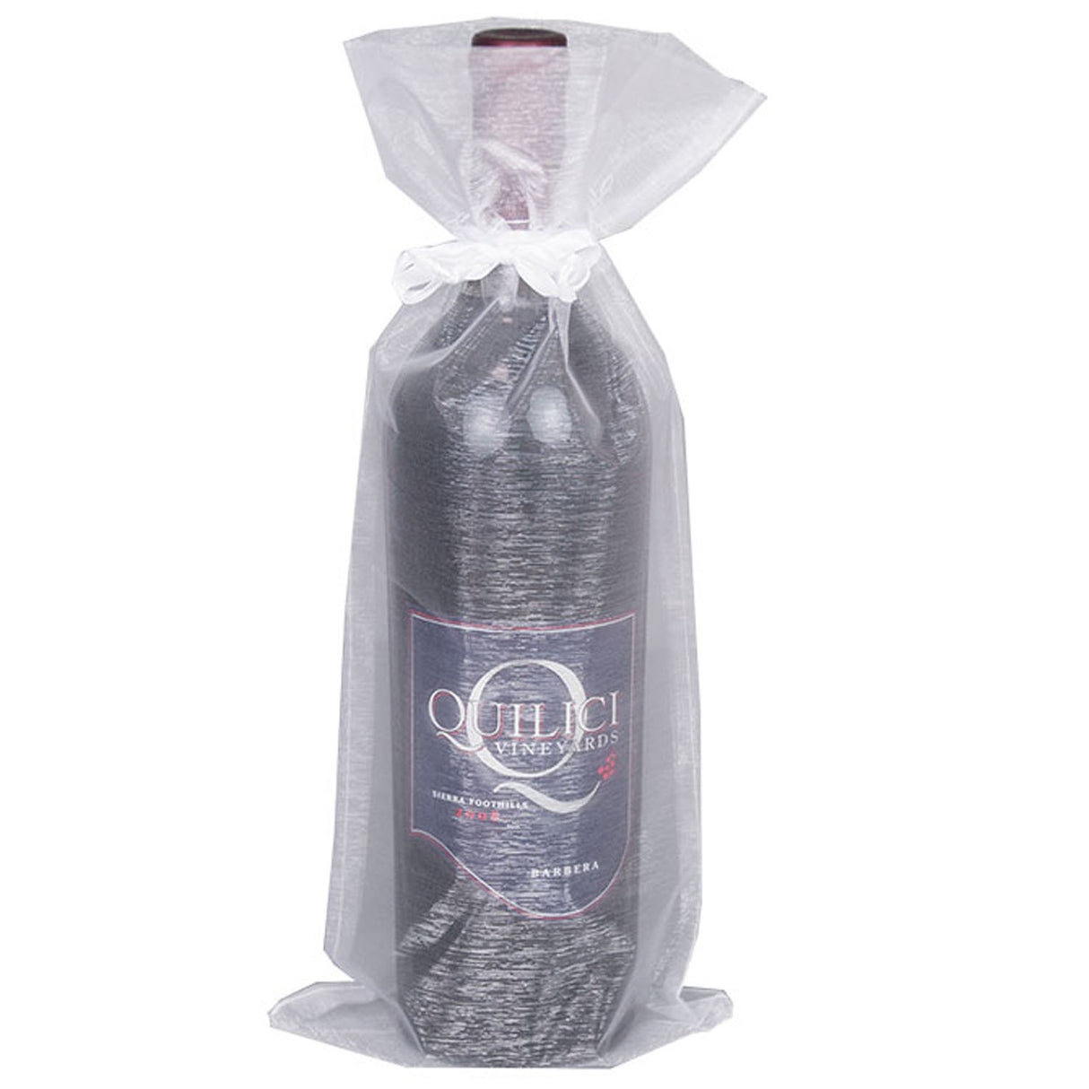 White - Flat Organza Wine Bag - 6-1/2 x 15"