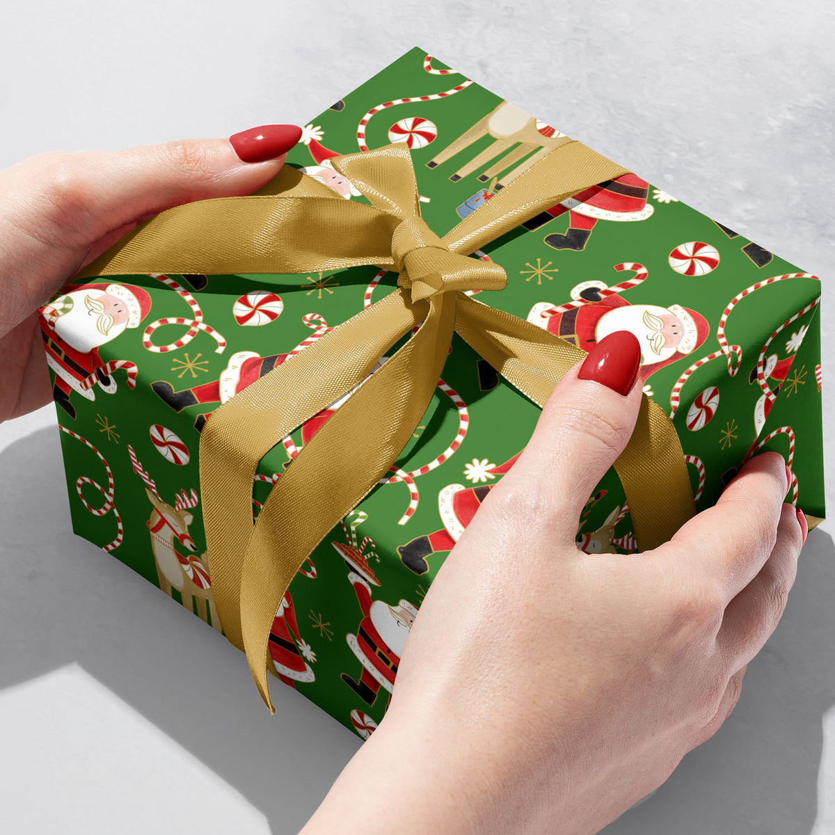 Jolly Santa Green Gift Wrap - XB851.1b.jpg
