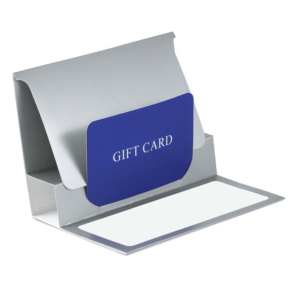 Silver - Pop Up Gift Card Folder - 5 x 3-3/8 x 1/8"