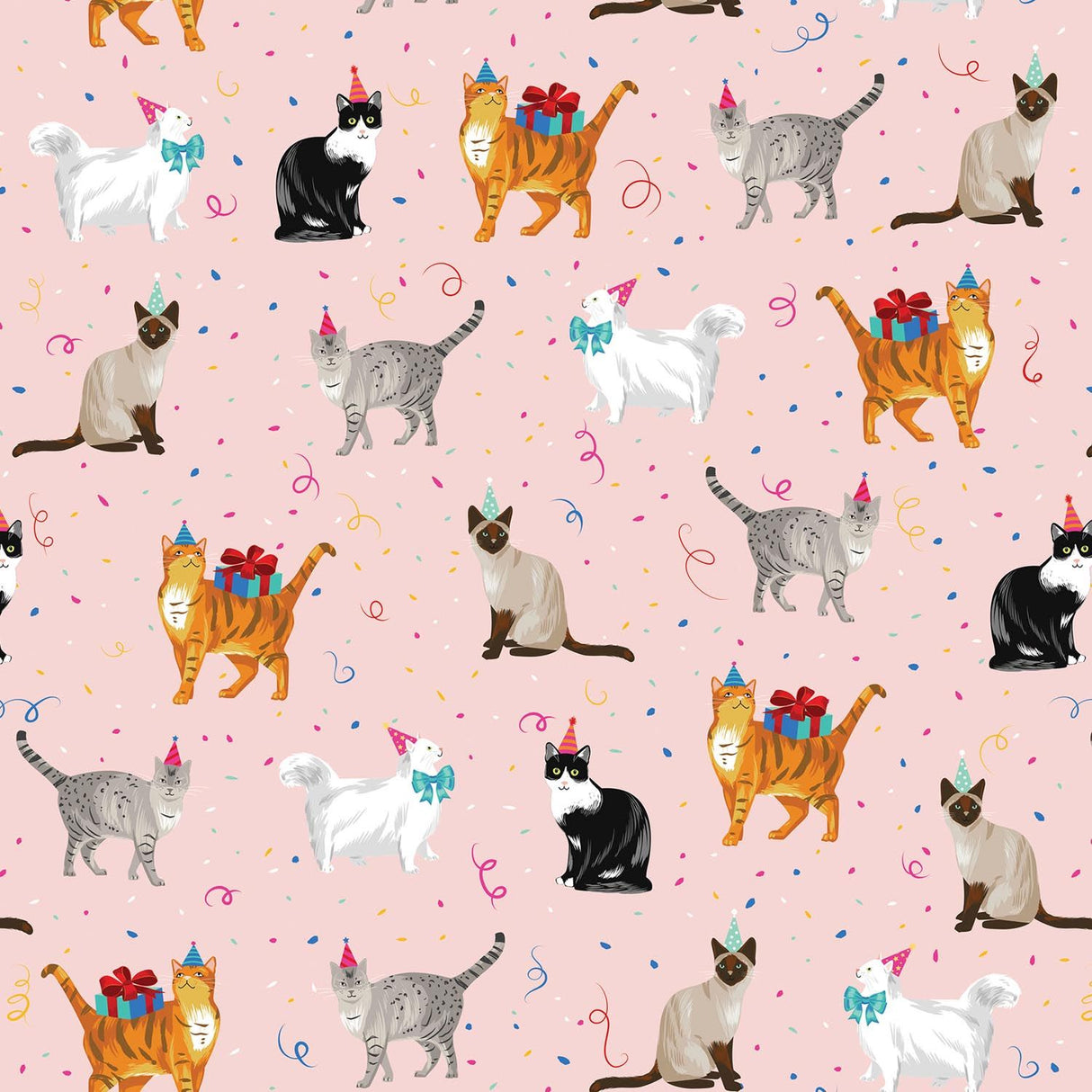 Festive Felines - Gift Wrap - Roll (30" x 5 ft.)
