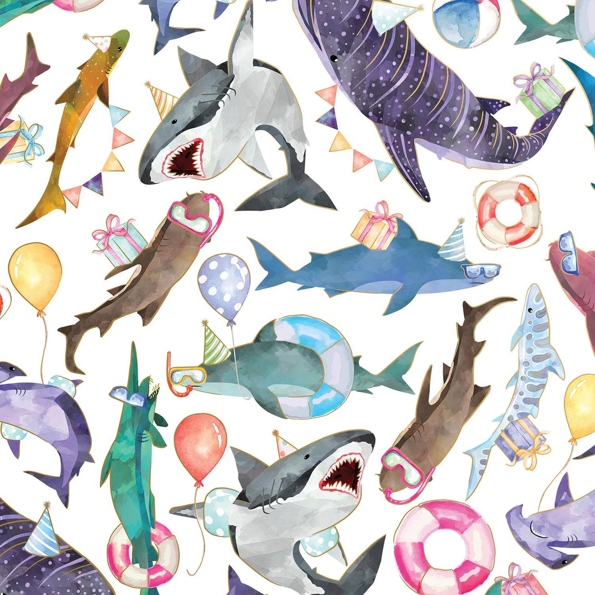 Shark Party - Gift Wrap - Roll (30" x 5 ft.)