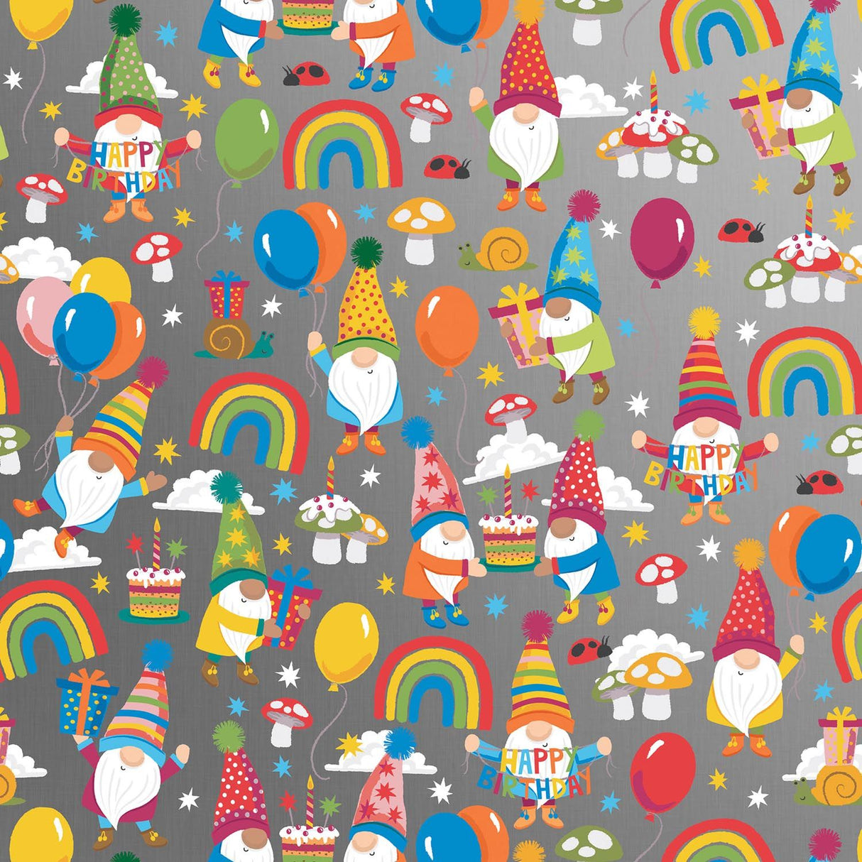 Birthday Gnomes - Gift Wrap - Roll (30" x 5 ft.)
