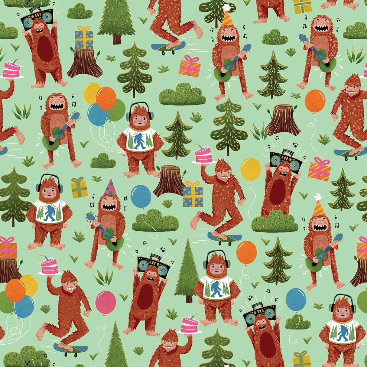 Bigfoot Party - Gift Wrap - Roll (30" x 5 ft.)