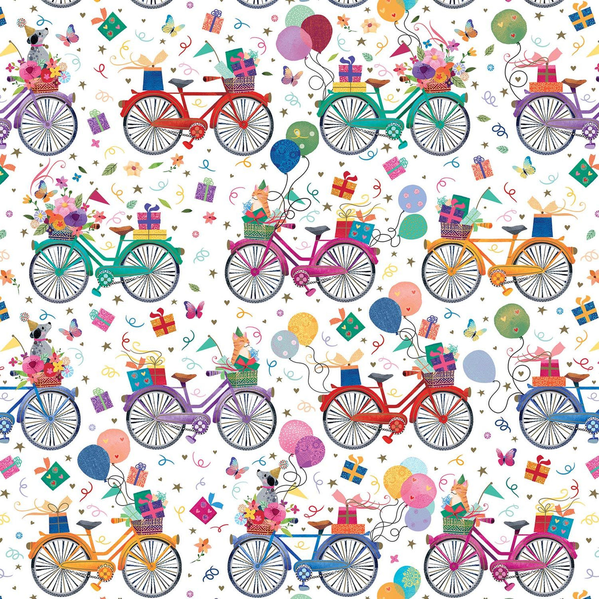 Birthday Bicycles - Gift Wrap - Roll (30" x 5 ft.)
