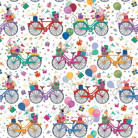 Birthday Bicycles - Gift Wrap - Roll (30" x 5 ft.)