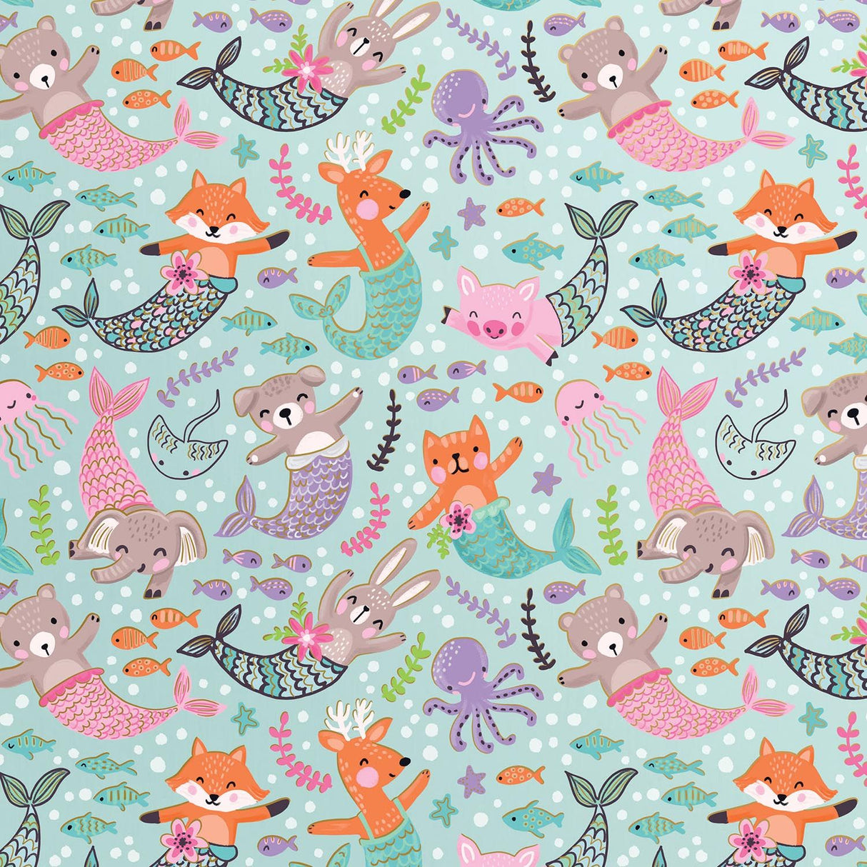 Mermaid Pets - Gift Wrap - Roll (30" x 5 ft.)