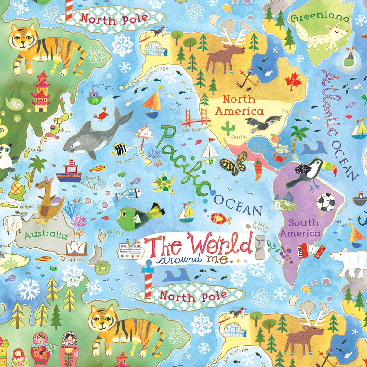 World Map - Gift Wrap - Roll (30" x 5 ft.)