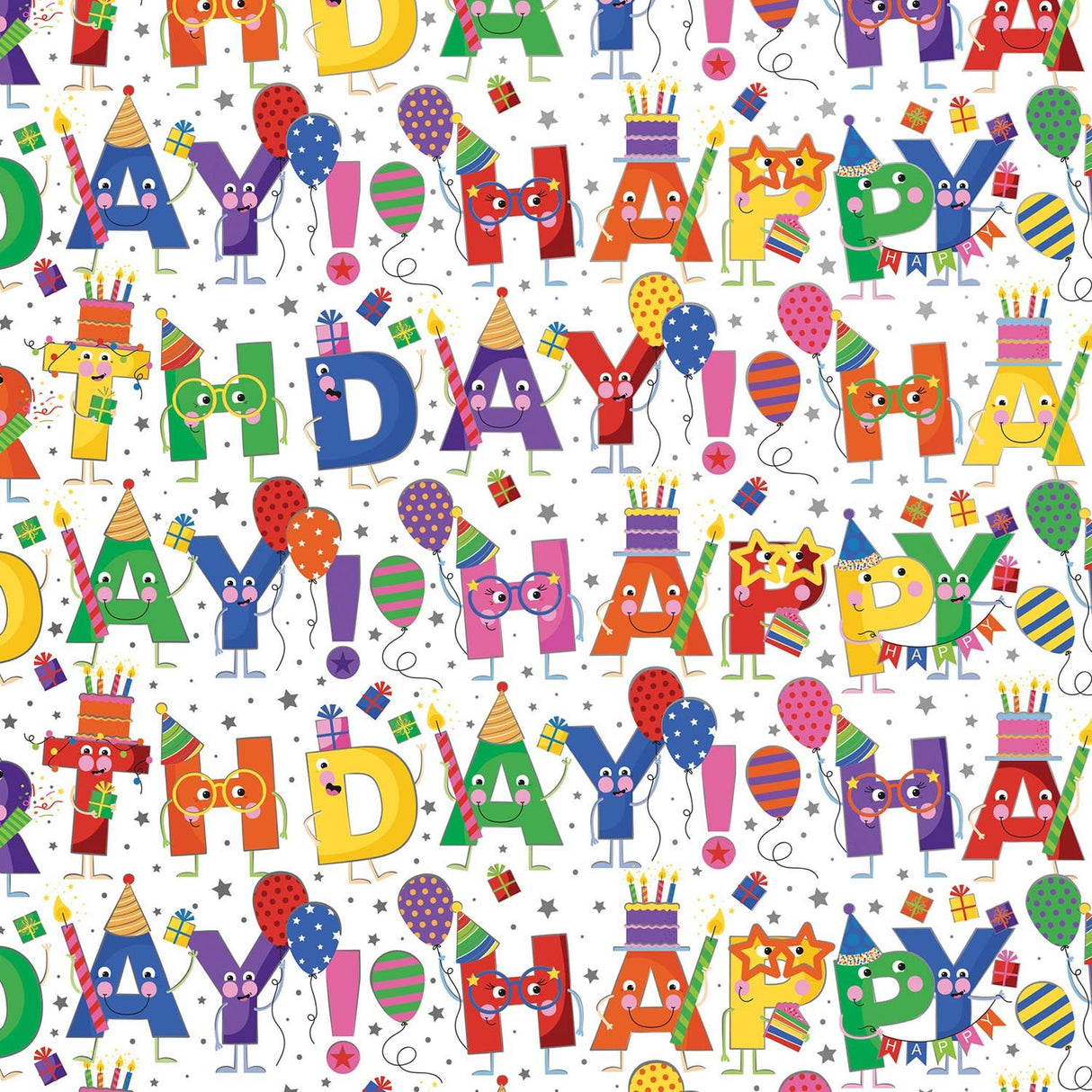 Birthday Characters - Gift Wrap - Roll (30" x 5 ft.)