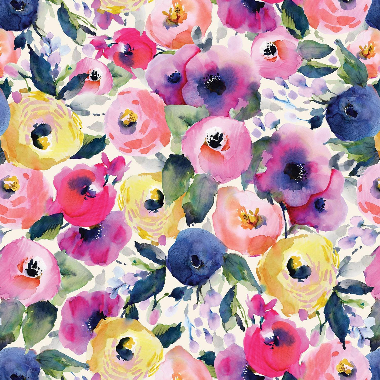 Watercolor Flowers - Gift Wrap - Roll (30" x 5 ft.)