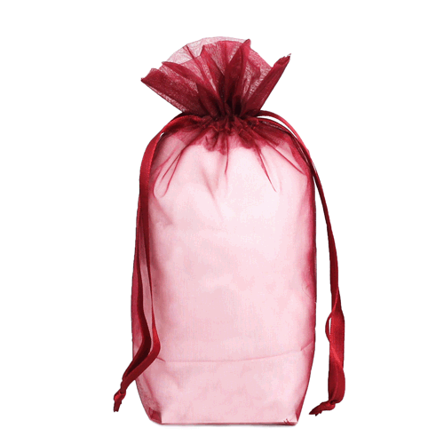 Burgundy - Cardboard Bottom Organza Bag - 5 x 2-1/2 x 8""
