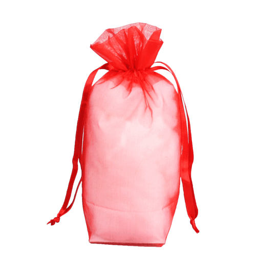 Red - Cardboard Bottom Organza Bag - 5 x 2-1/2 x 8""