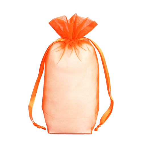 Orange - Cardboard Bottom Organza Bag - 5 x 2-1/2 x 8""