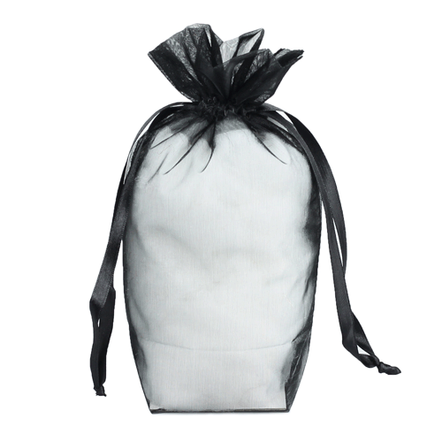 Black - Cardboard Bottom Organza Bag - 5 x 2-1/2 x 8""
