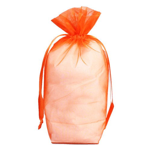 Orange - Cardboard Bottom Organza Bag - 6 x 3 x 9-1/2"