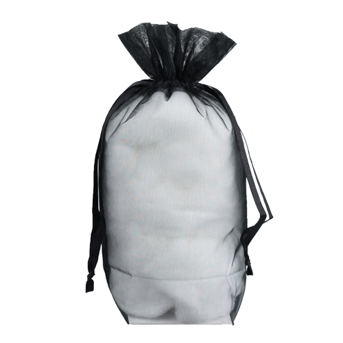 Black - Cardboard Bottom Organza Bag - 6 x 3 x 9-1/2"