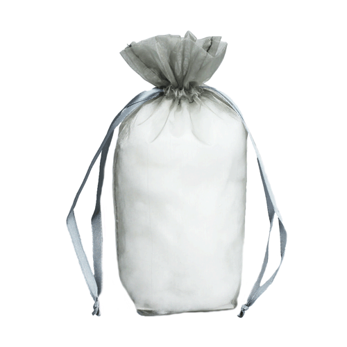 Silver - Cardboard Bottom Organza Bag - 6 x 3 x 9-1/2"