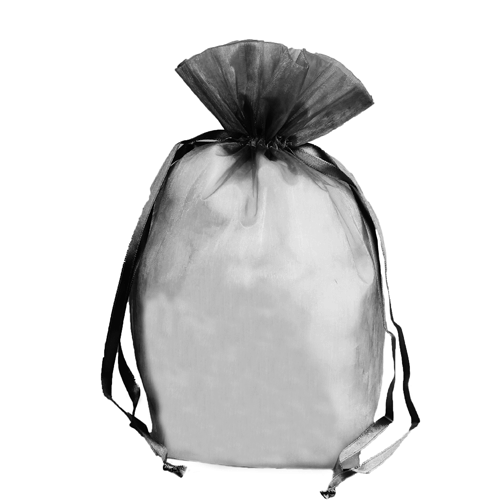 Black - Cardboard Bottom Organza Bag - 8 x 4 x 10"