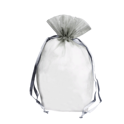 Silver - Cardboard Bottom Organza Bag - 8 x 4 x 10"