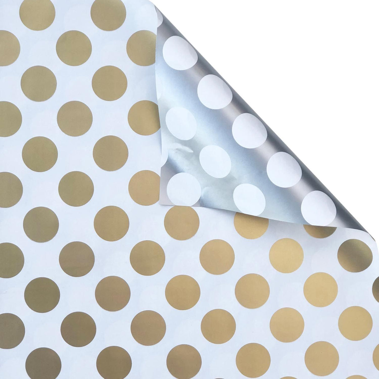 Two-Sided Gold & Silver Dot - Gift Wrap - Roll (30" x 5 ft.)