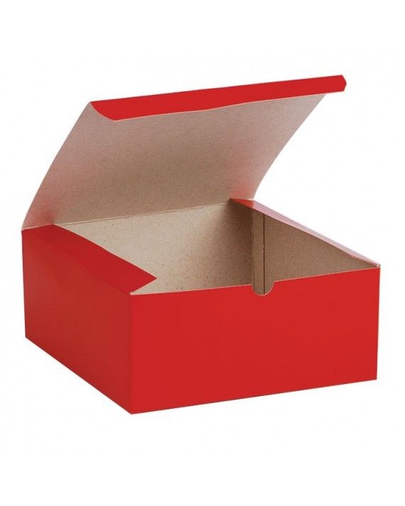 Gloss Holiday Red - 1 Piece Top Tuck Gift Box - 8 x 8 x 3-1/2"