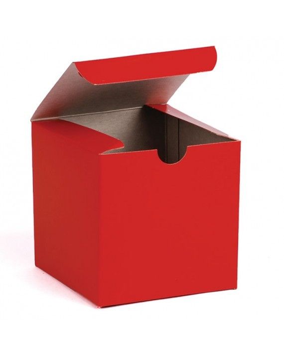 Gloss Holiday Red - 1 Piece Top Tuck Gift Box - 4 x 4 x 4"