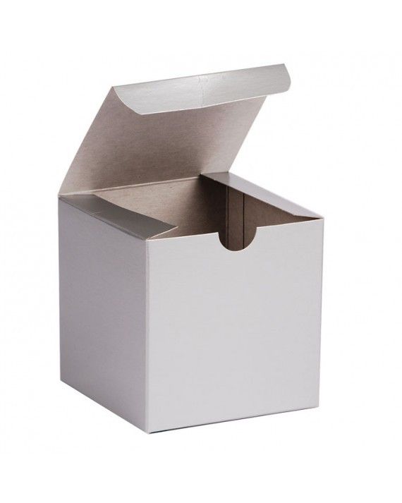 Gloss Silver - 1 Piece Top Tuck Gift Box - 4 x 4 x 4"