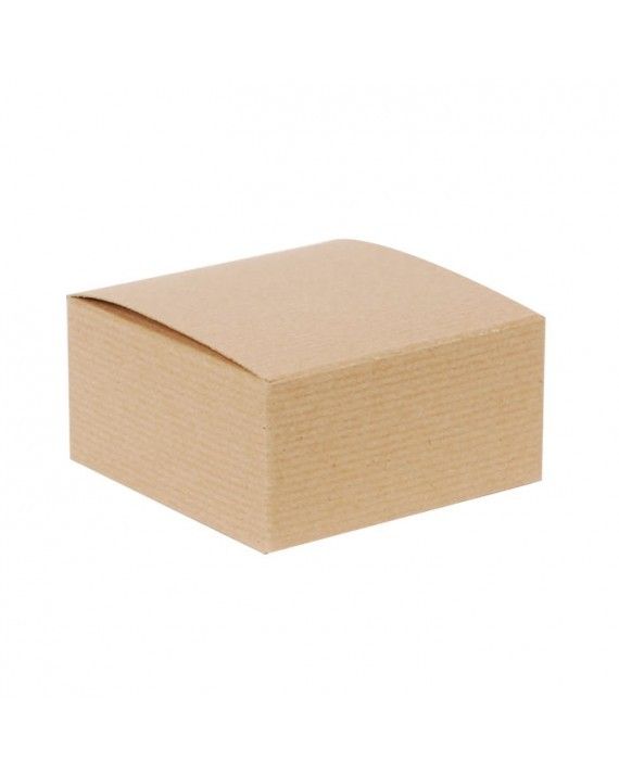 Recycled Natural Kraft Groove - 1 Piece Top Tuck Gift Box - 4 x 4 x 2"