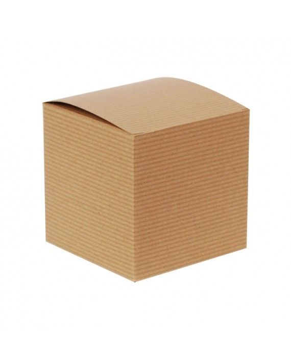 Recycled Natural Kraft Groove - 1 Piece Top Tuck Gift Box - 4 x 4 x 4"