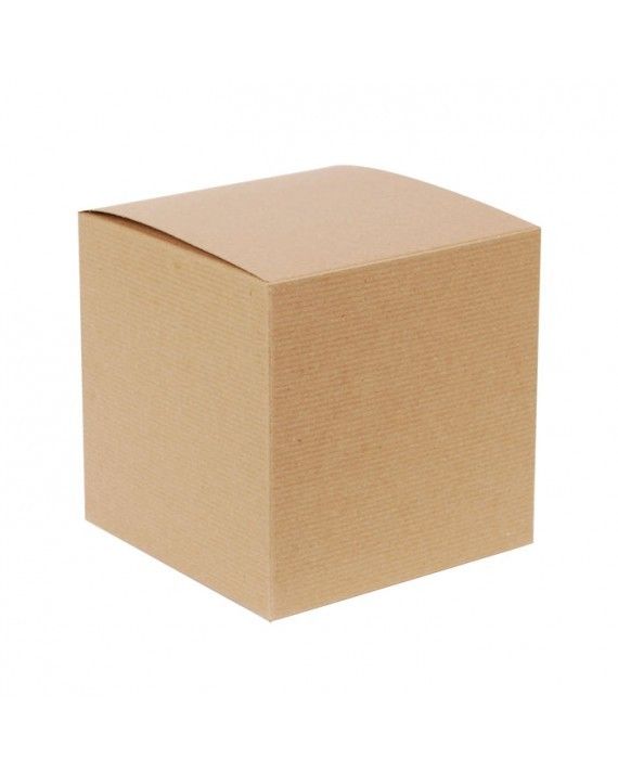 Recycled Natural Kraft Groove - 1 Piece Top Tuck Gift Box - 6 x 6 x 6"