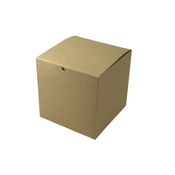 Recycled Natural Kraft Groove - 1 Piece Top Tuck Gift Box - 7 x 7 x 7"