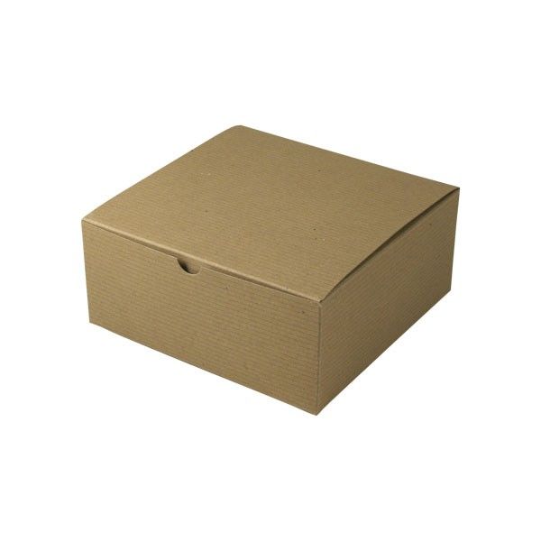 Recycled Natural Kraft Groove - 1 Piece Top Tuck Gift Box - 8 x 8 x 3-1/2"