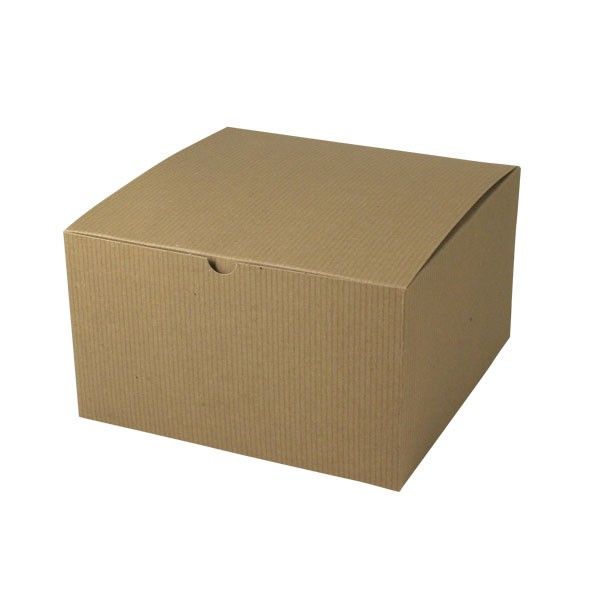 Recycled Natural Kraft Groove - 1 Piece Top Tuck Gift Box - 10 x 10 x 6"