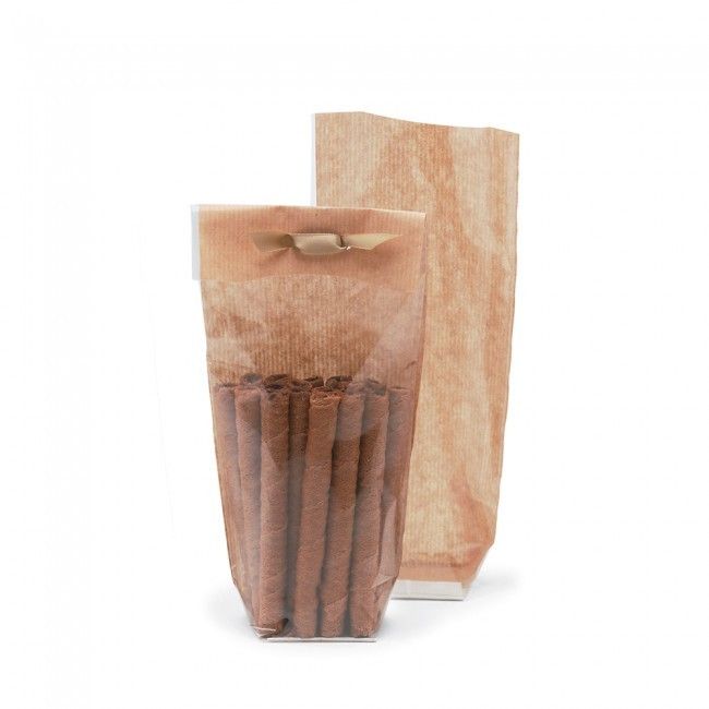 Clear/Kraft - Kraft Backed Hard Bottom Candy Bag - 2-1/8 x 1-3/4 x 8-1/2"