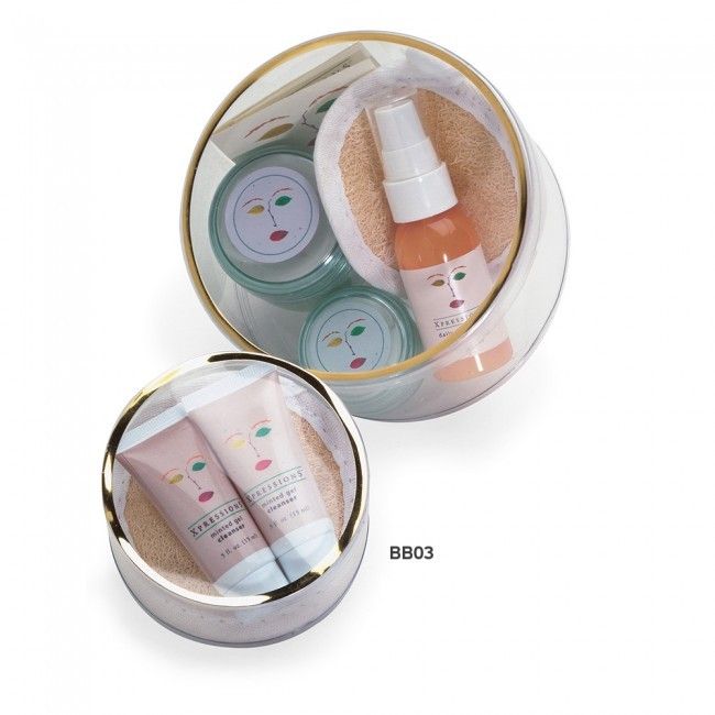 Clear - Gold Rimmed Round Candy Box - (Small) 3-3/8 (Dia) x 1-3/4" (H)