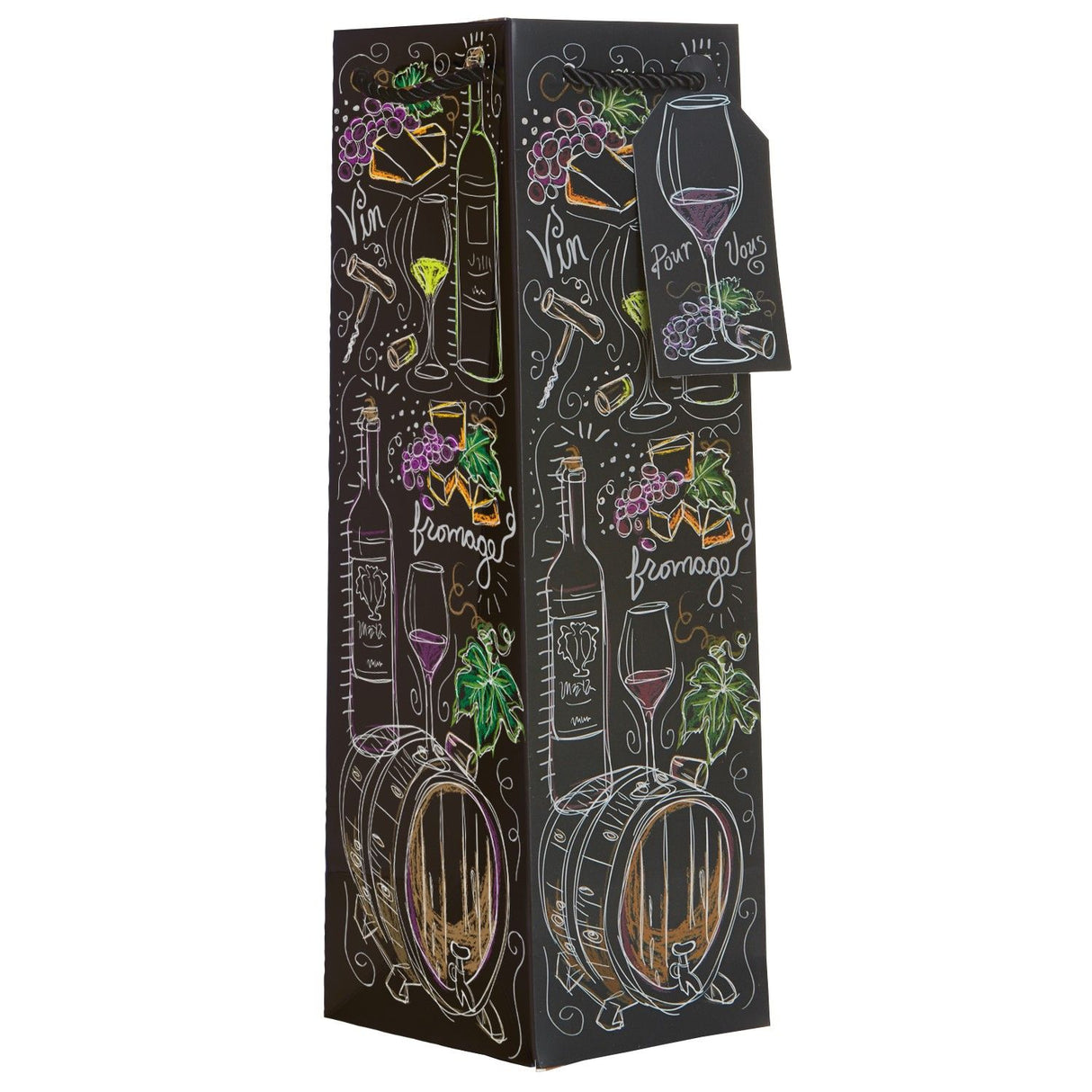 Le Vin et Fromage - Wine Bag - 4-1/2 x 4-1/2 x 14"