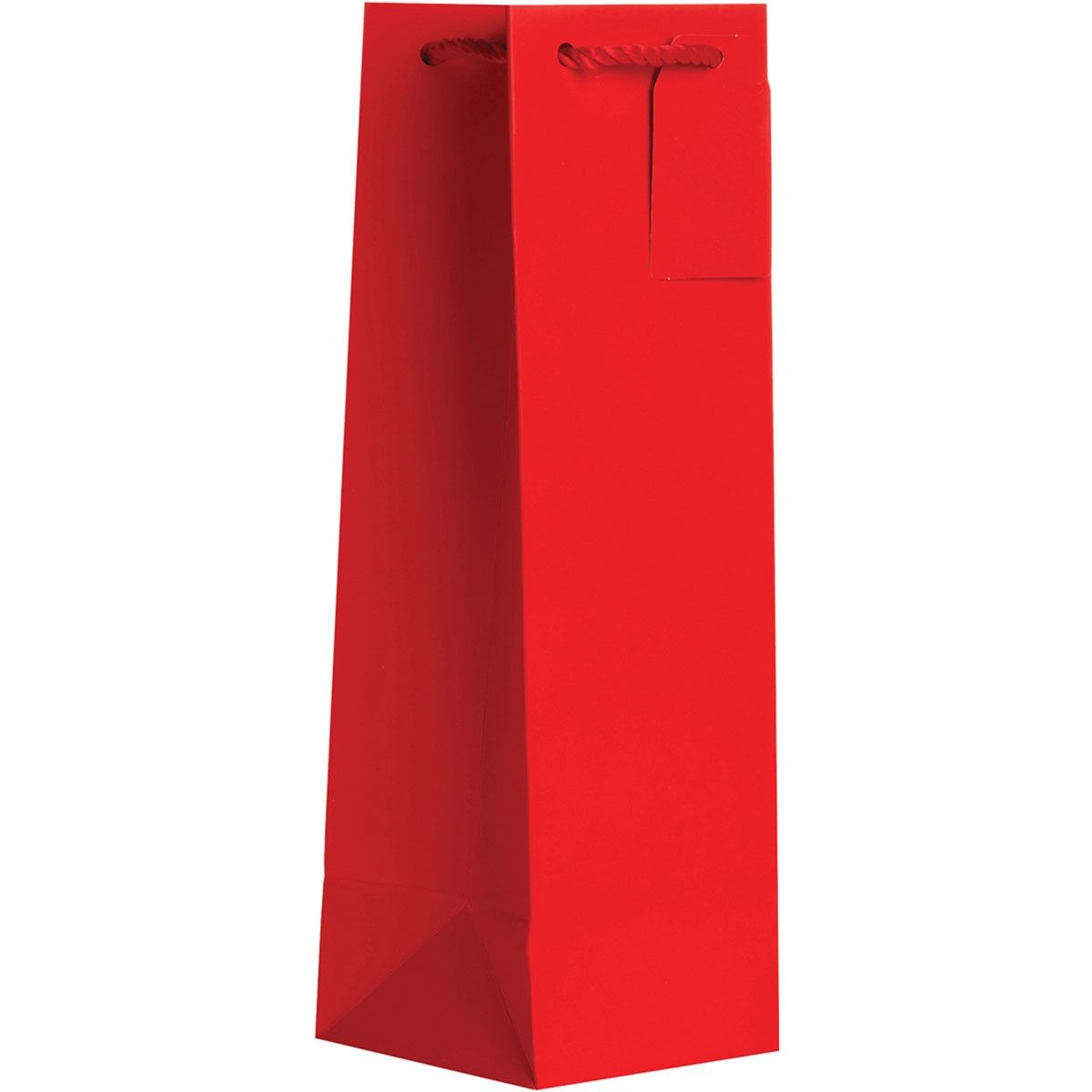 Matte Red - Wine Bag w/Tag - 4-1/2 x 4-1/2 x 14"