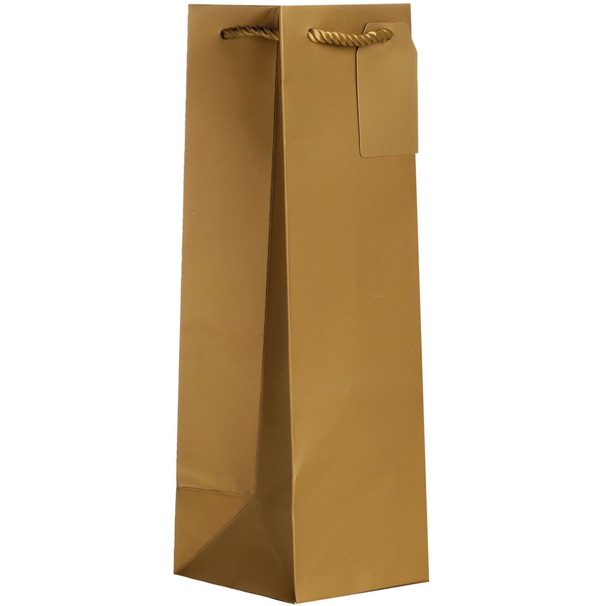 Matte Metallic Gold - Wine Bag w/Tag - 4-1/2 x 4-1/2 x 14"