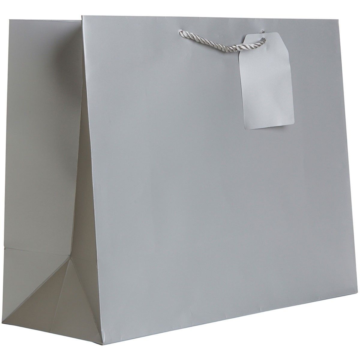 Matte Metallic Silver - Gift Bag w/Tag - 17-1/2 x 7 x 14"