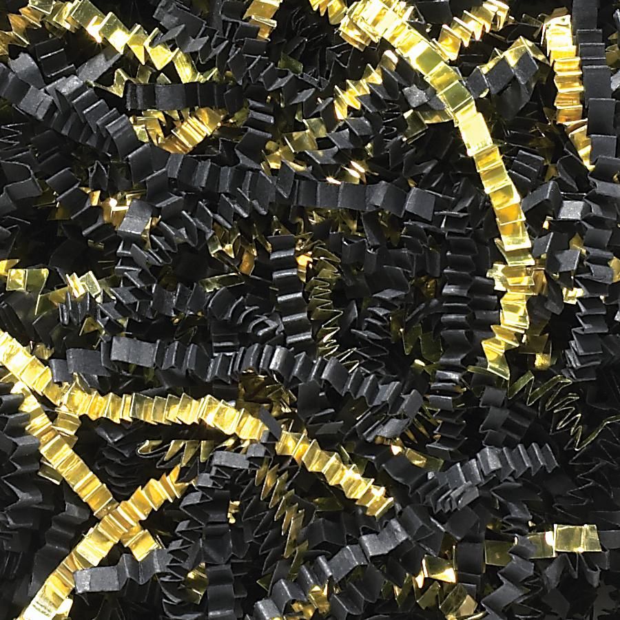 Black/Gold - Crinkle Cut Basket Shred - 10 lb Box