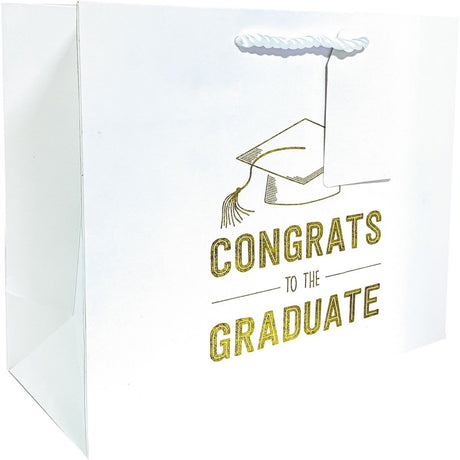 Grad White - Gift Bag - 12-1/2 x 5 x 10"