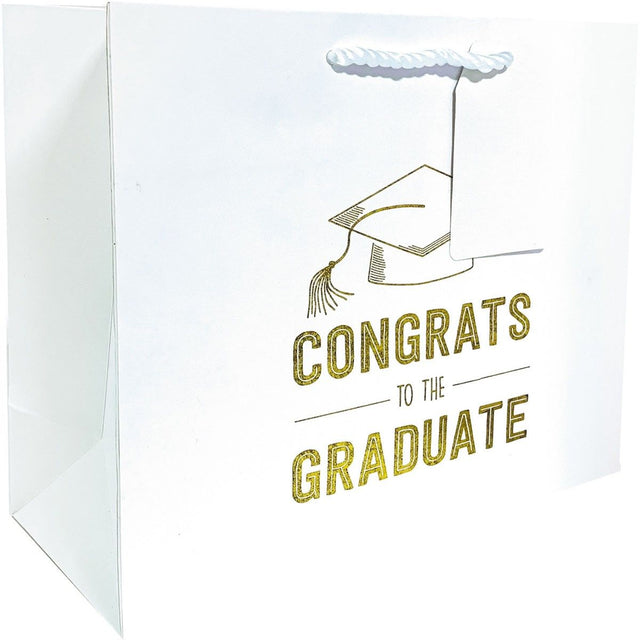 Grad White - Gift Bag - 12-1/2 x 5 x 10"