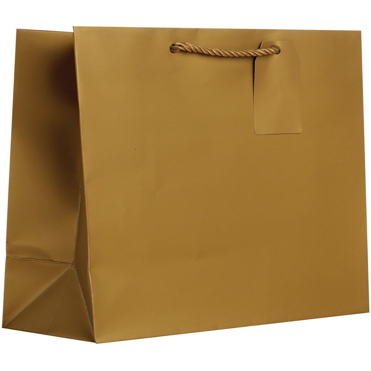 Matte Metallic Gold - Gift Bag w/Tag - 12-1/2 x 5 x 10"