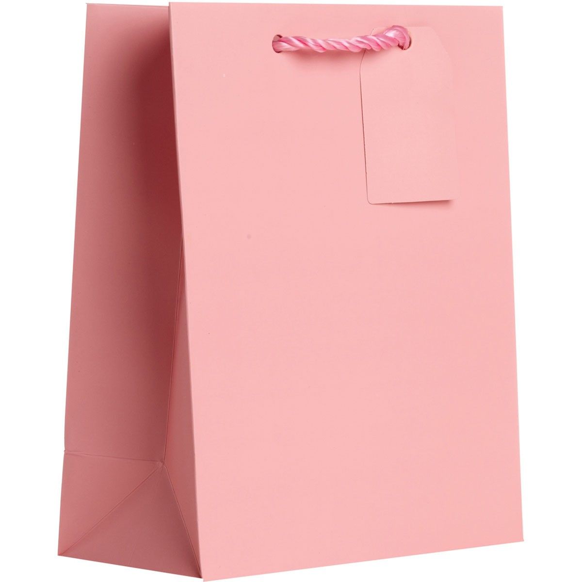 Matte Pastel Pink - Gift Bag w/Tag - 8 x 4 x 10"